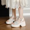 thick-soled wedge sandals women's summer new Korean version open-toe with skirt waterproof table high heels not tired feet white shoes