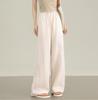 Women's Dark Blue Tencel Linen Anti-Wrinkle High Waist Wide Leg Pants - Summer Cool Thin Straight Leg Design
