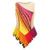 Maillot de ballet pour enfant à manches courtes, bloc de couleurs, strass, body en maille avec fermeture à pression à l'entrejambe pour gymnastique rythmique, spectacle sur scène