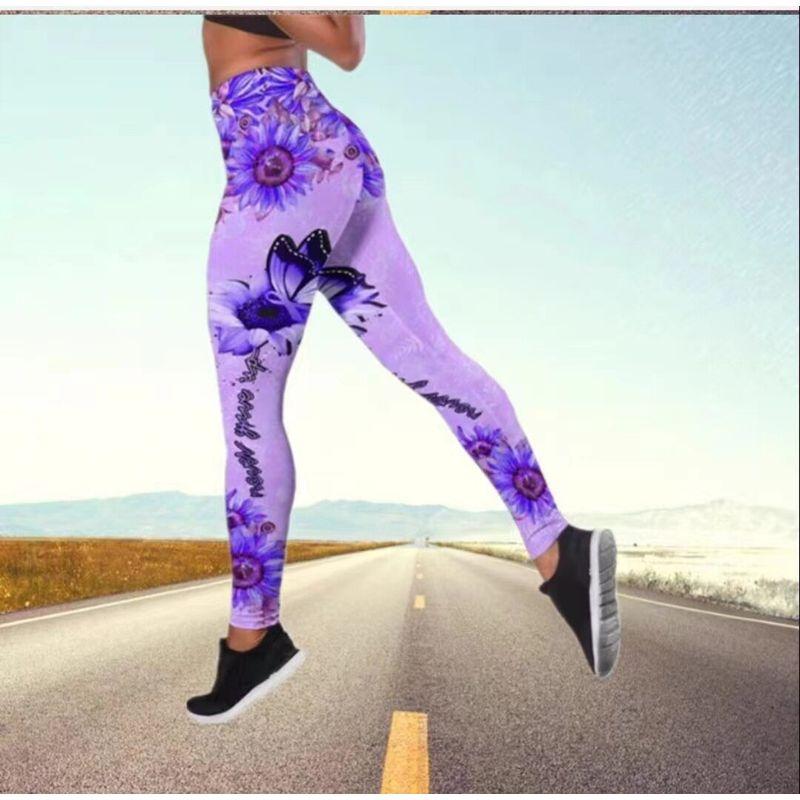 

New Trendy European and American Style Yoga Pants, High-Waisted, Naked-Feel Printed Women s Leggings, Sports Outdoor Summer Fitness Pants, Long Pants Purple Butterfly S