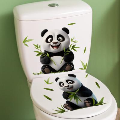 Cute Panda Toilet Seat Stickers Self-adhesive Animal Stickers Toilet Bathroom Decoration Water-proof Decal