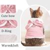 Winter Pet Clothes Cozy Thicken Fleece Solid Kitten Sweater For Small Cats Dogs Cute Bow Jacket Coat With D-Ring Sphynx Costume