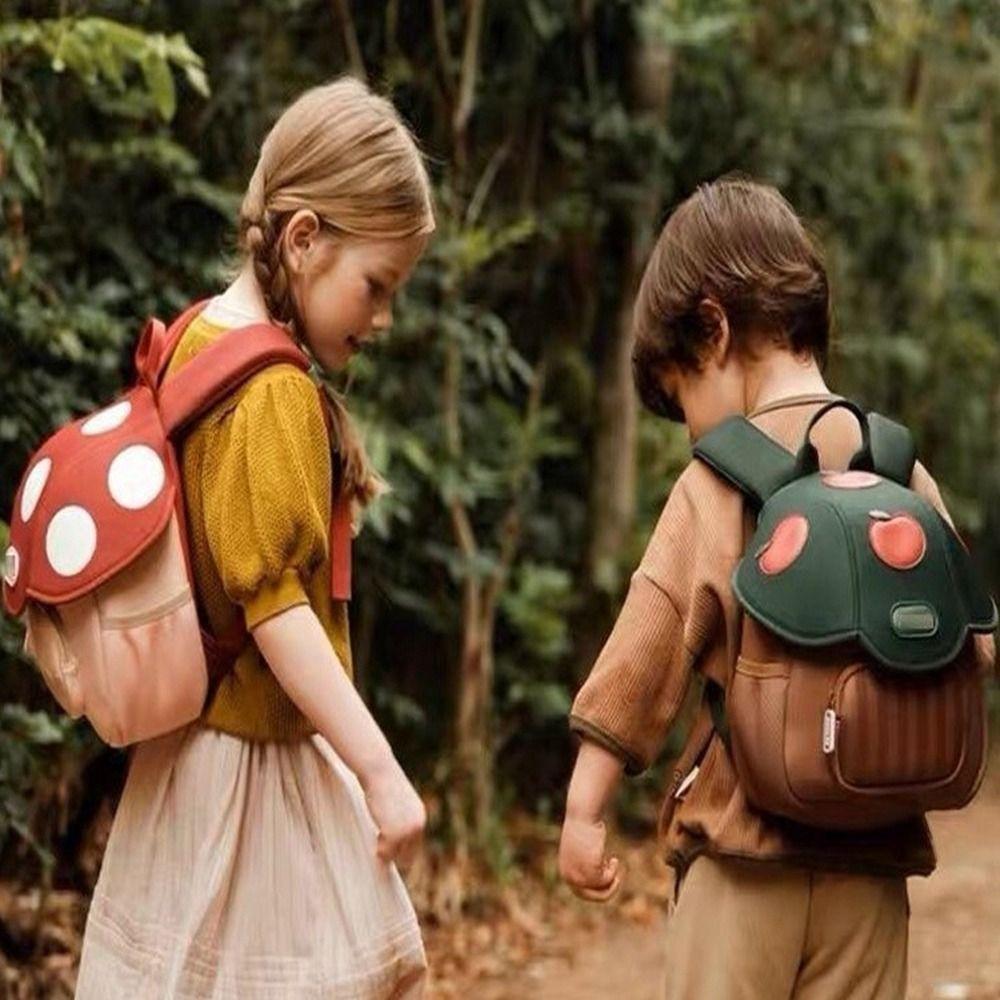 Double Shoulder Mushroom Backpack Large Capacity Student School Bag  Kids Gifts