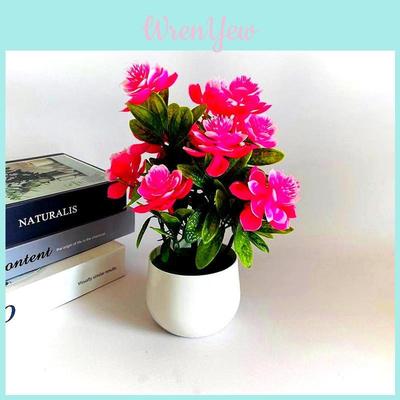 Artificial Plant Pot Yellow Pink Purple Orange Blooms For Home Decor