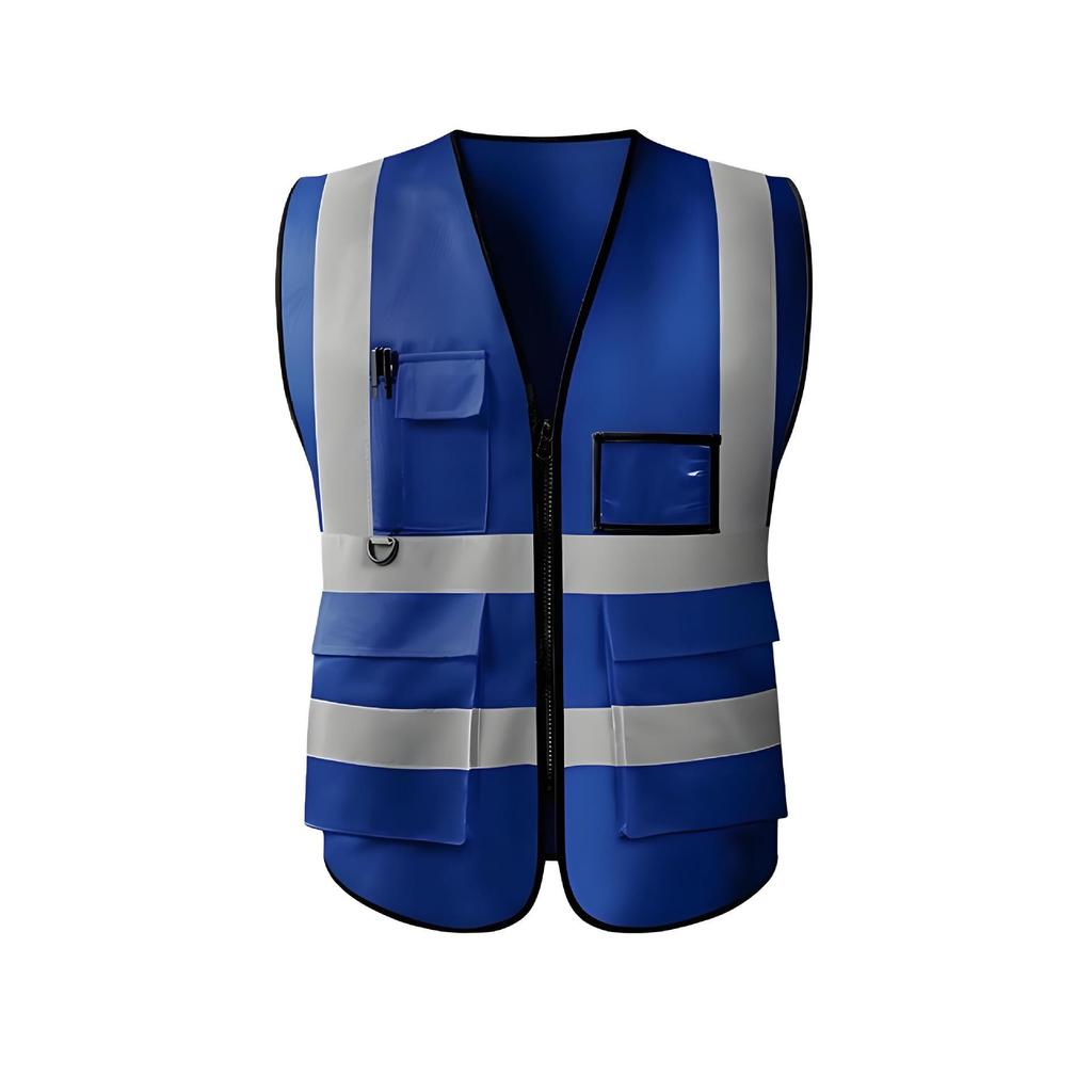 Multi-Pocket Reflective Safety Vest for Construction, Sanitation, and Traffic Workwear - Customizable.