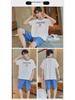 Men's Summer Striped Cartoon Pajama Set: Soft Cotton, Short-Sleeved Round Neck Top with Shorts, Large Size Boy's Homewear.