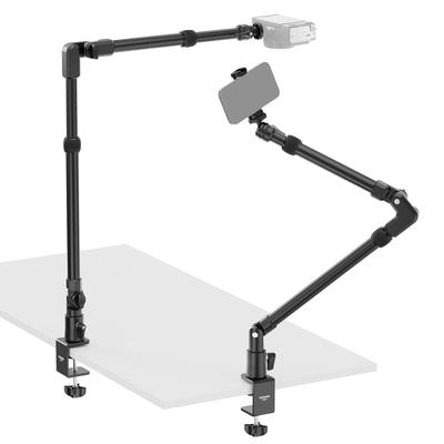 NEEWER 115cm Camera Tabletop Stand Arm for Overhead Aluminum Telescopic Extension Arm with Magic Boom and Smartphone Holder for LED and Articulating