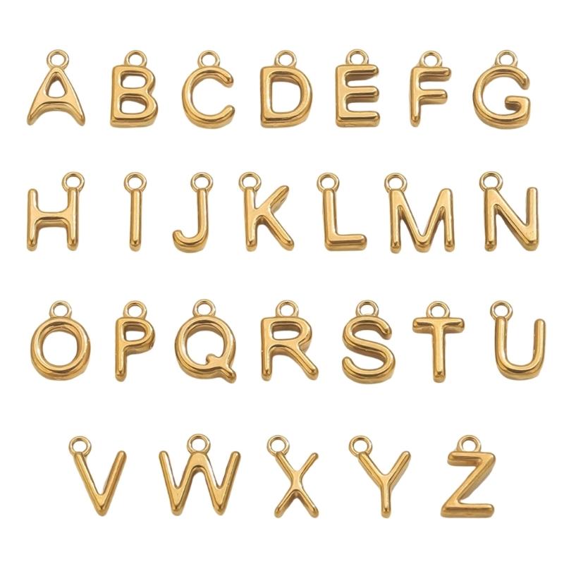 26 Piece Sturdy Alloy Letter Jewelry Charms Set With Circular Design For Custom Necklace Bracelet Crafting золотой