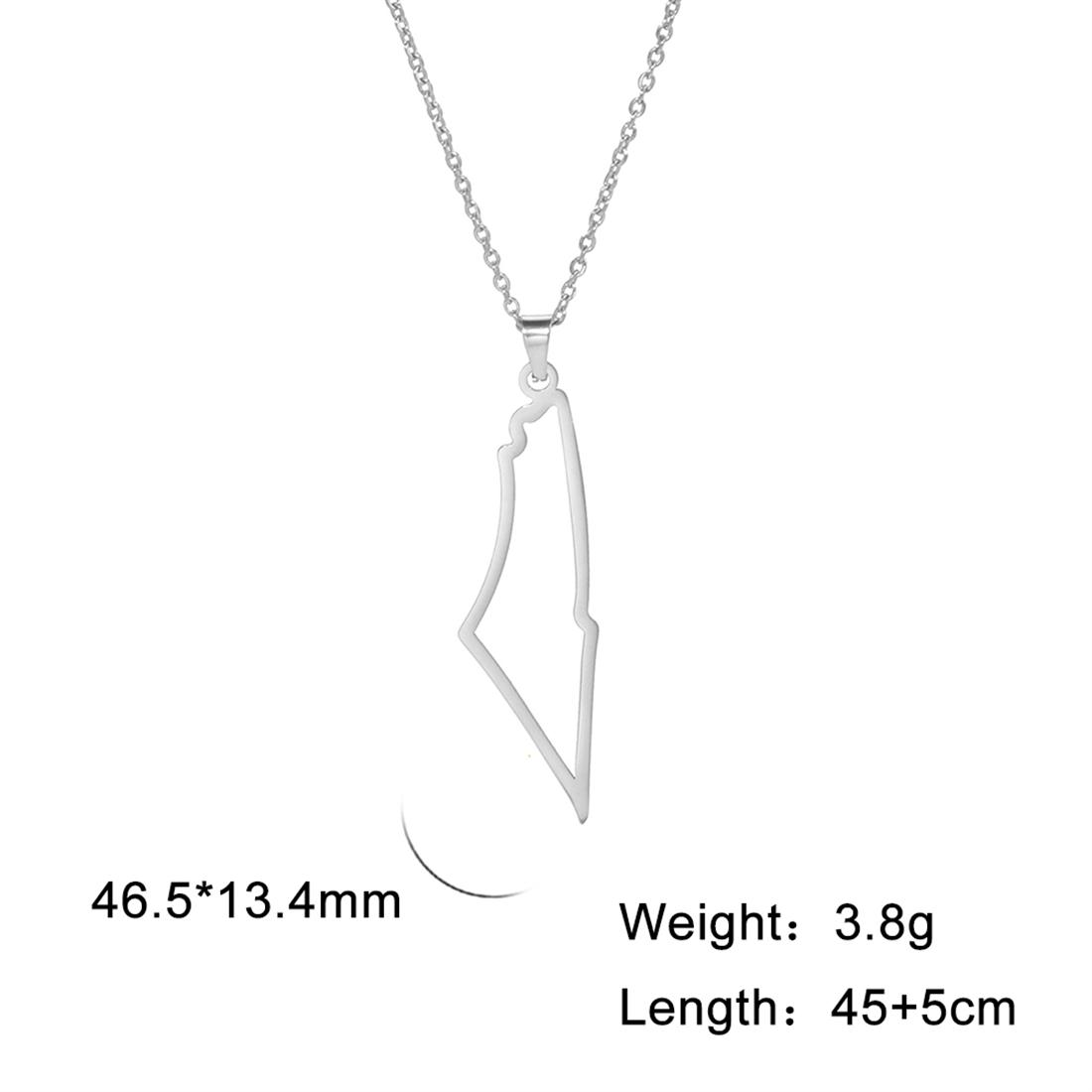 Palestine Israel Map Pendant Necklace Fashion Geography Country Necklaces Stainless Steel Charm Chain Jewelry Men Woman