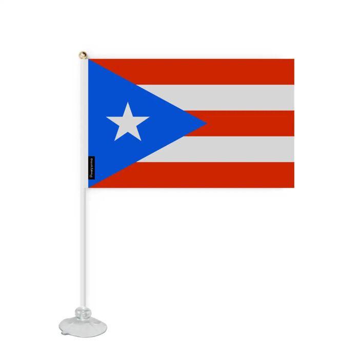 Drapeau - Porto Rico - Mini Drapeau Ventouse - 14 x 21 cm - Polyester - Impression Recto/Verso