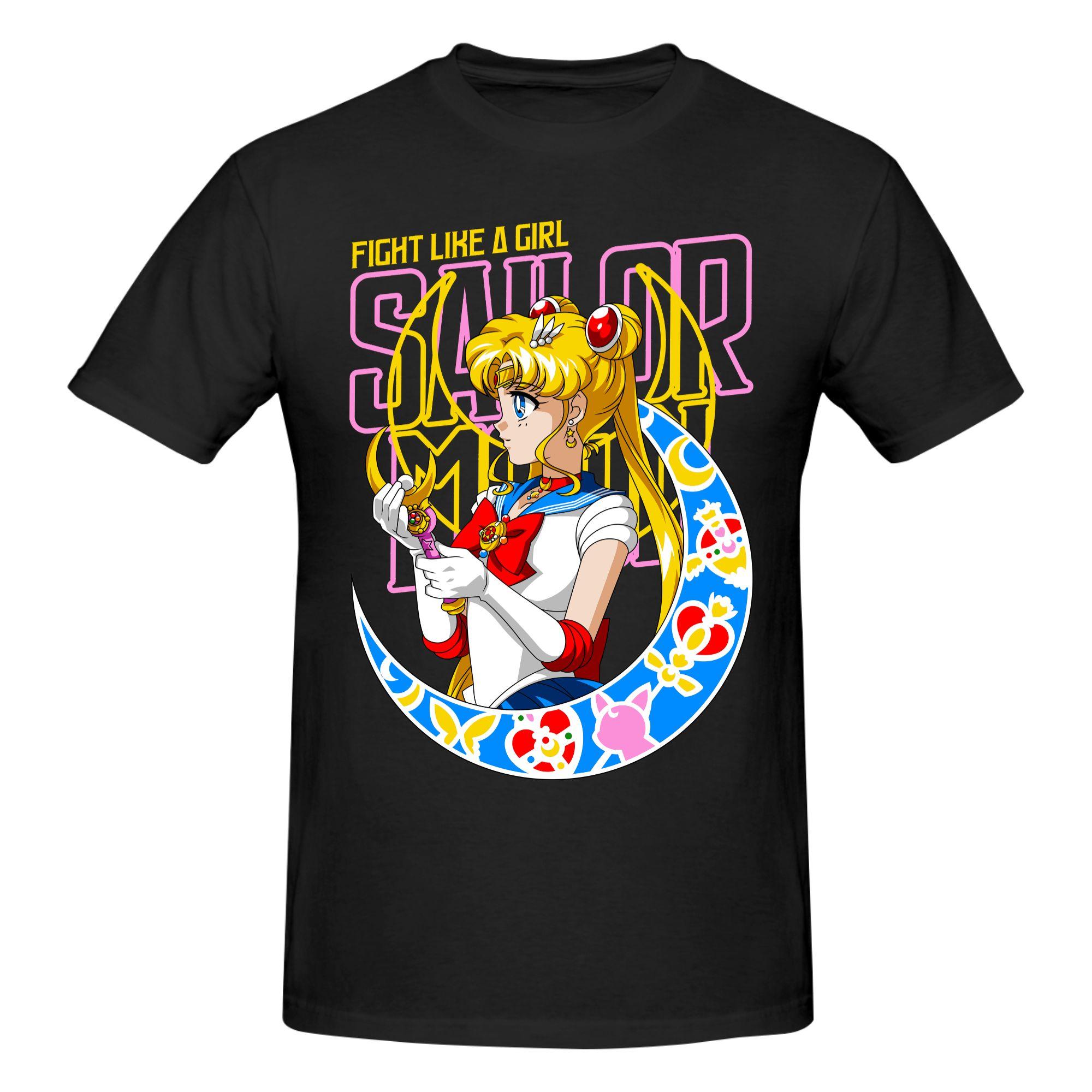 

Sailor Moon T Shirts Pure Cotton Tees Shirt Streetwear O Neck Minako Tshirts Fashion ShortSleeve Clothes S