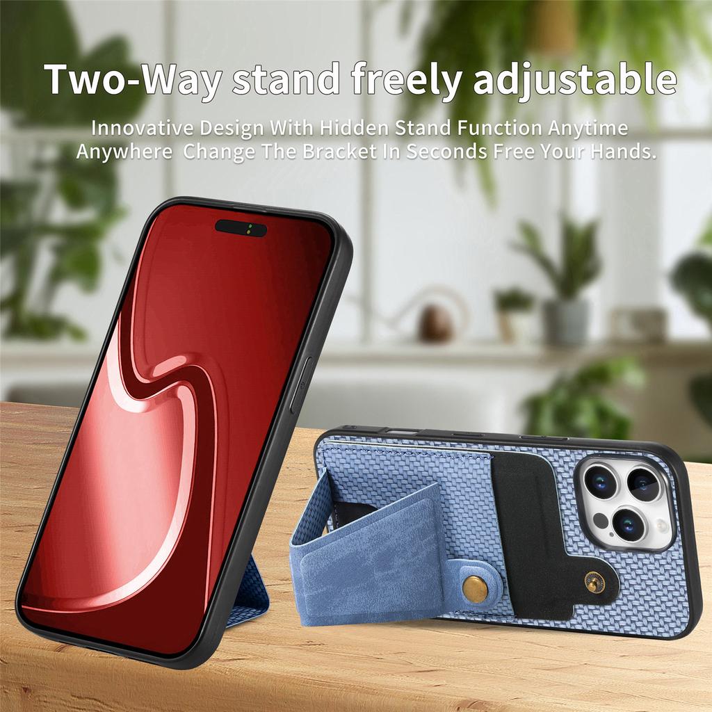 For iPhone 16 Pro Max Case K-Shaped Kickstand Leather+PC+TPU Phone Cover