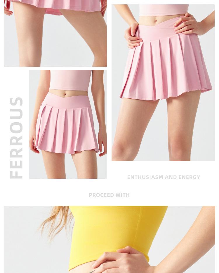 Women's Two-Piece Pleated Yoga and Sports Skirt - Breathable, Comfortable, Anti-Exposure for Tennis, Badminton, Running, and Fitness.