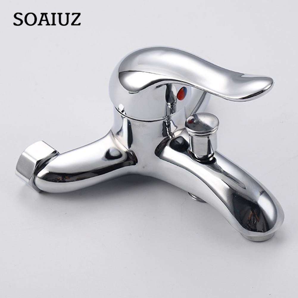 

Смесители для раковины из цинкового сплава, хромированный настенный смеситель для горячей и холодной воды с двумя изливами