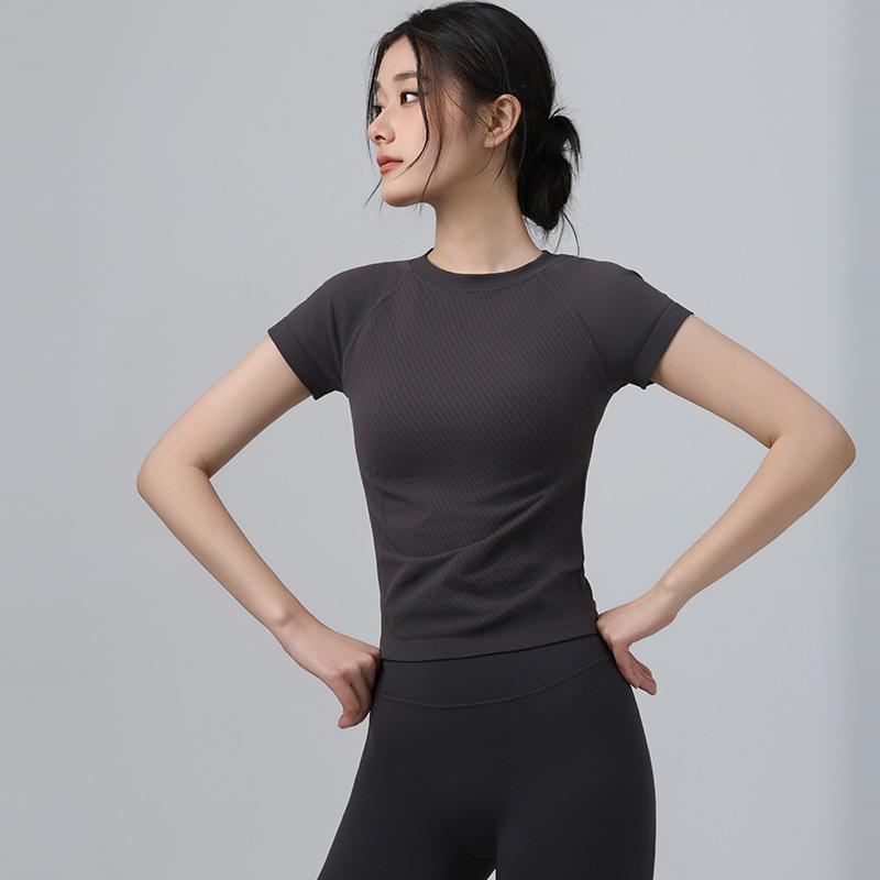 Women's Slimming Yoga Suit: Short Sleeve, Round Neck, Breathable Fitness & Running T-Shirt