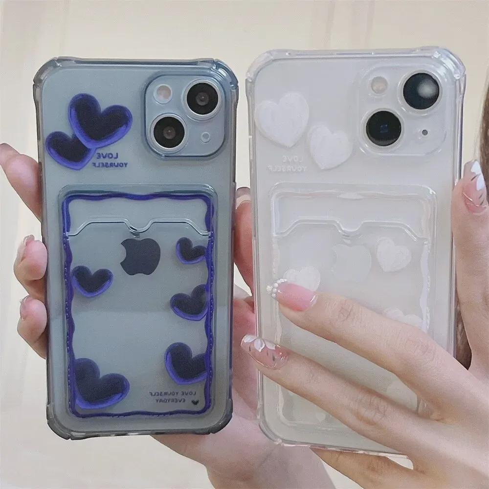 Pouzdro na mobil Apple 13 Purple Heart Black se slotem pro kartu, kompatibilní s iPhone 11/14, 12 Pro, XR/XS Max, průhledný design.