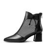 Mode FHC Cut-Out Sandalen Stiefel Frau, Sommer High Heels Mesh Schuhe, Reißverschluss hinten, Schleife, Spitze Zehenpartie, Damenschuhe, SCHWARZ, Dropship