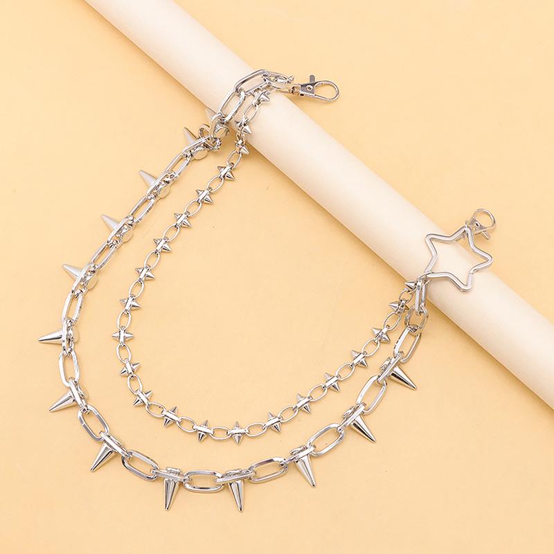 Double Headed Rivet Pentagram Pants Chain For Men Women Multi-Layer Waist Chain Fashion Hip-Hop Punk Metal Pants Chain Gifts