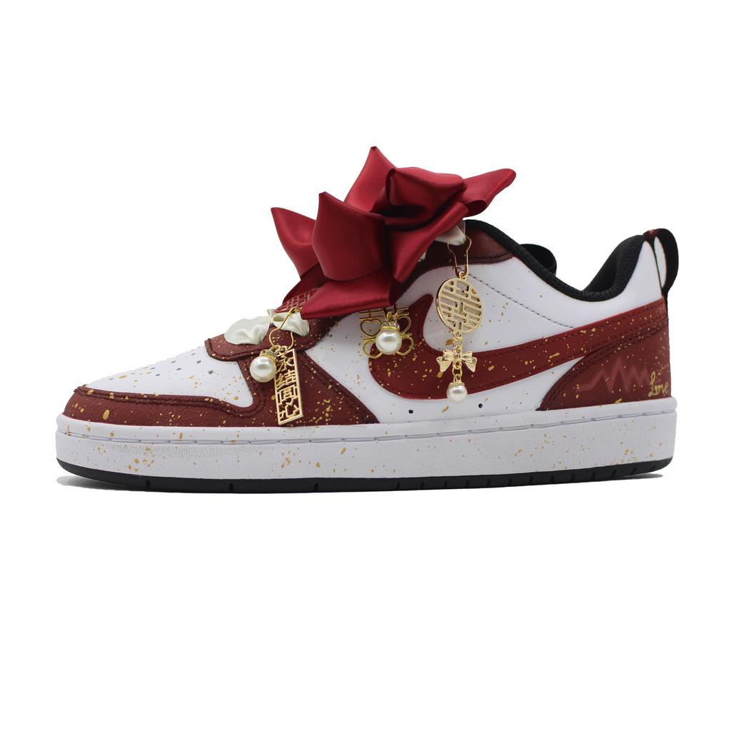 Nike Court Borough Perfect Match 1 Low Top Skateboard Shoes Women's Scarlet CT3964-100(Team283-1)