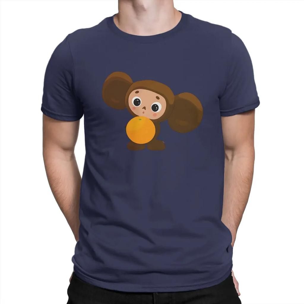 Cheburashka Poster Men TShirt Cheburashka Crewneck Tops 100% Cotton T Shirt Humor High Quality Birthday Gifts
