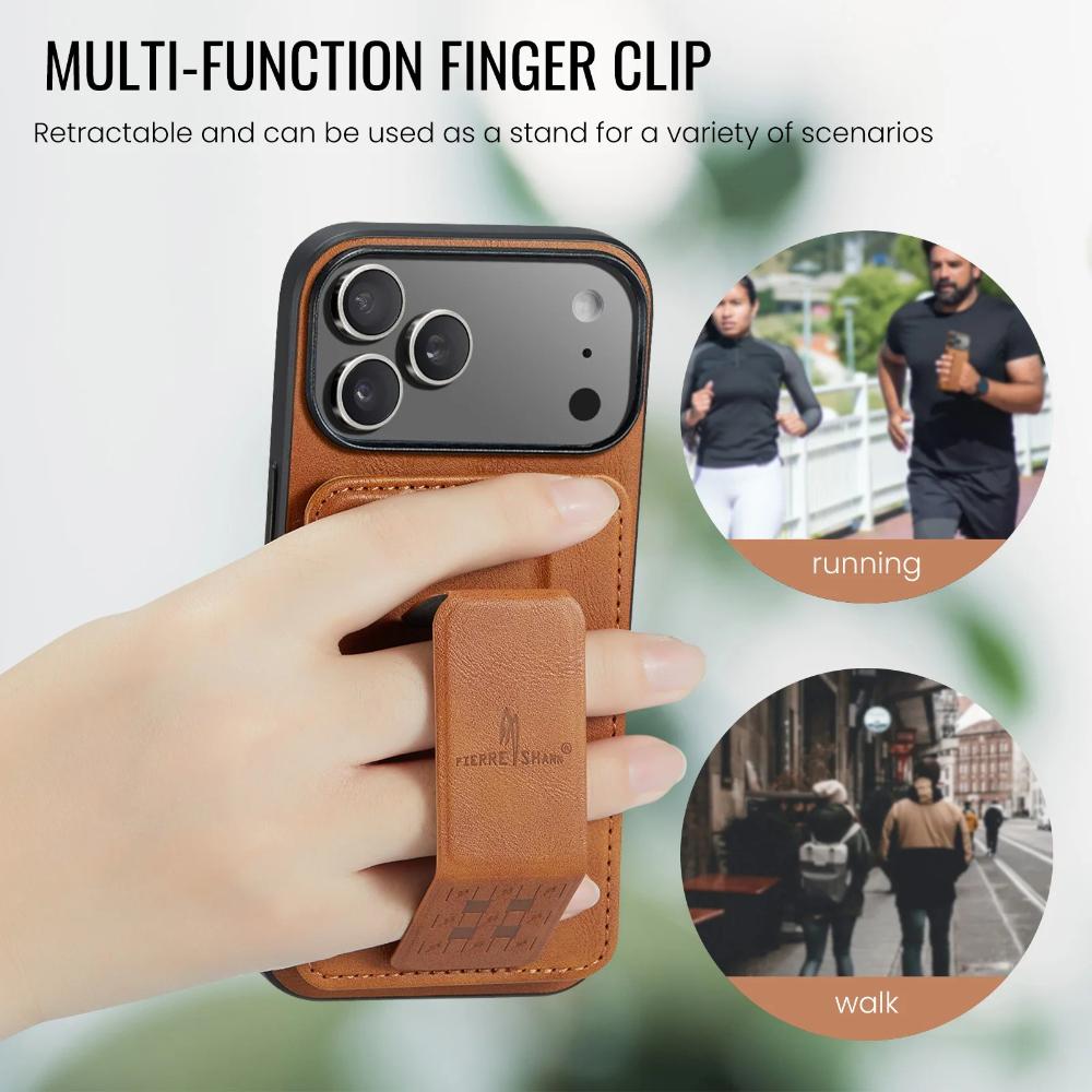 Phone Case for iPhone 18 Pro Max 17 Air 16e 17e 16 Plus 15 Pro 14 13 12 11 WristBand Card Holder Bracket Magnetic Leather Cover