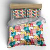 Cartoon Bear Faces Pattern Bedding Duvet Cover Set  (1*Duvet Cover 2*Pillowcases, Without Duvet Insert)