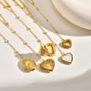 Classic Heart Locket Pendant Beaded Chain Necklace for Women Stainless Steel Family BFF Pendant Trendy Collar Jewelry Gifts