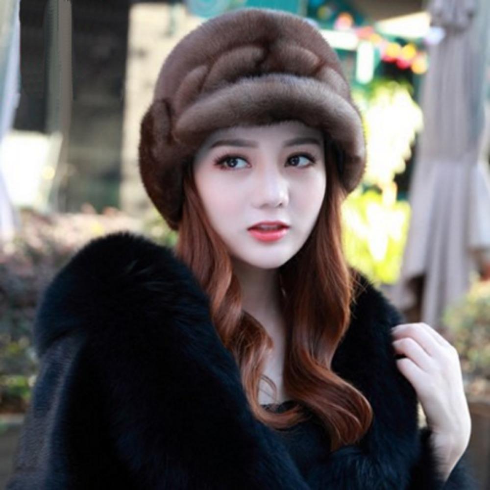 New Winter Mink Hat for Women Mink Fur Hat Whole Mink Fur Hat Ear Protection Duck Tongue Wheat Ear Mink Fur Hat