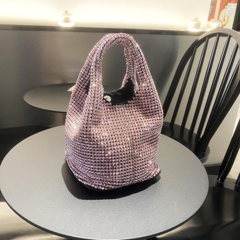 Fashionable Diamond-embellished Water Bucket Shape Evening Bag For Women New Spring 2024 Collection Wholesale