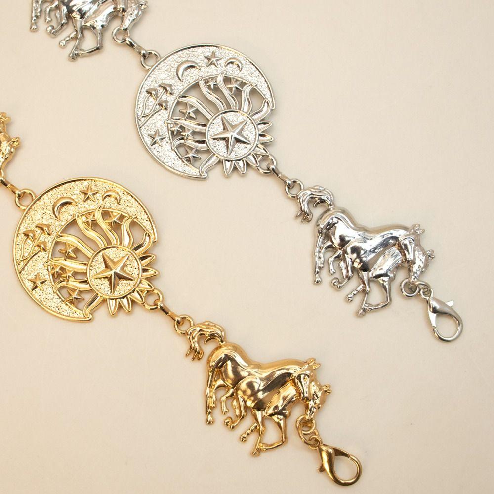Horse Woman Chain Belt Gold Silver Dress Cummerbands Punk Waistbands Clothing Accessories