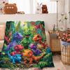 Cartoon Dinosaur Jungle Pattern Flannel Printed Blanket Suitable for All Seasons Suitable for Living Room Office Sofa and Travel