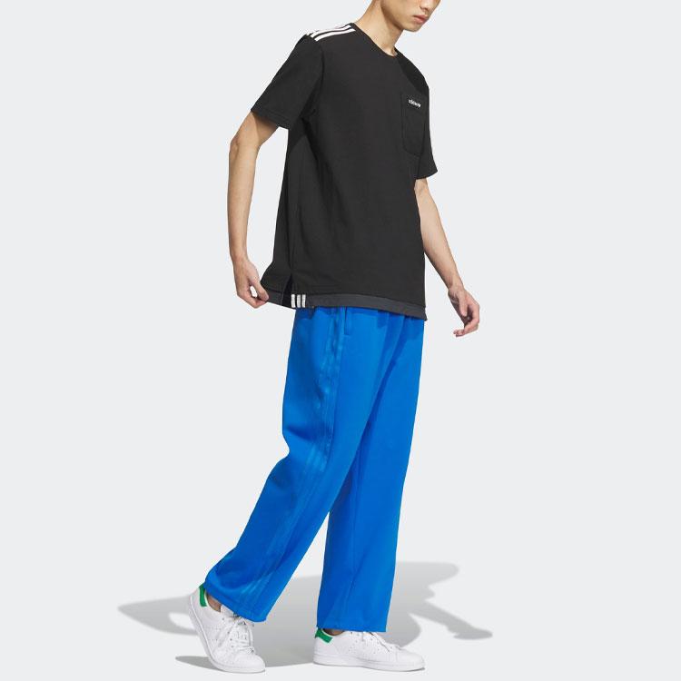 Adidas Originals Trefoil Short Sleeve Graphic Tee With 3-Stripes Pieced Crewneck Men Tops Black IU4812