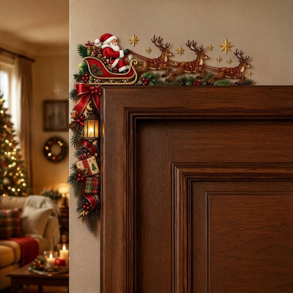 Holiday Themed Wooden Christmas Door Frame Ornament Holiday Door Edge Decoration Christmas Party