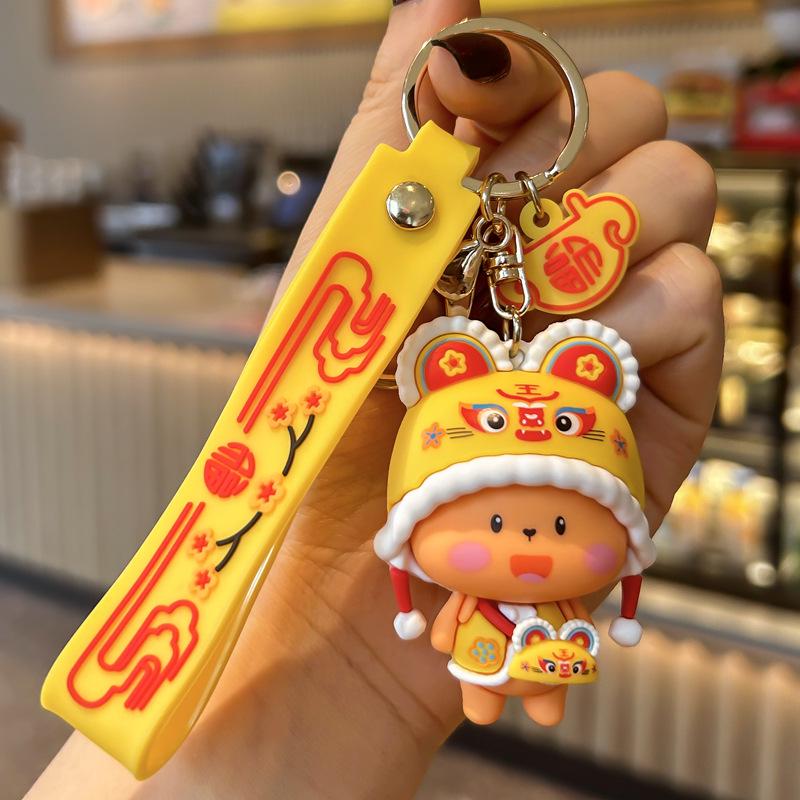Chinese Style Panda Keychain | Cute National Tide Doll Pendant | Year of the Snake Gift | Festive Backpack Ornament