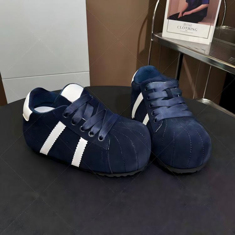 Popular Big Head Lace-up German Training Shoes Women's 2025 Autumn New Small Casual Shoes Thick Sole Height Increase One Pedal Single Shoes