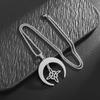 Celtic Trinity Pendant Irish Moon Necklace Mens Nordic Viking Stainless Steel