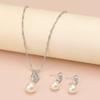 Pearl & Rhinestone Women's Necklace and Earrings Set - Spiral Design