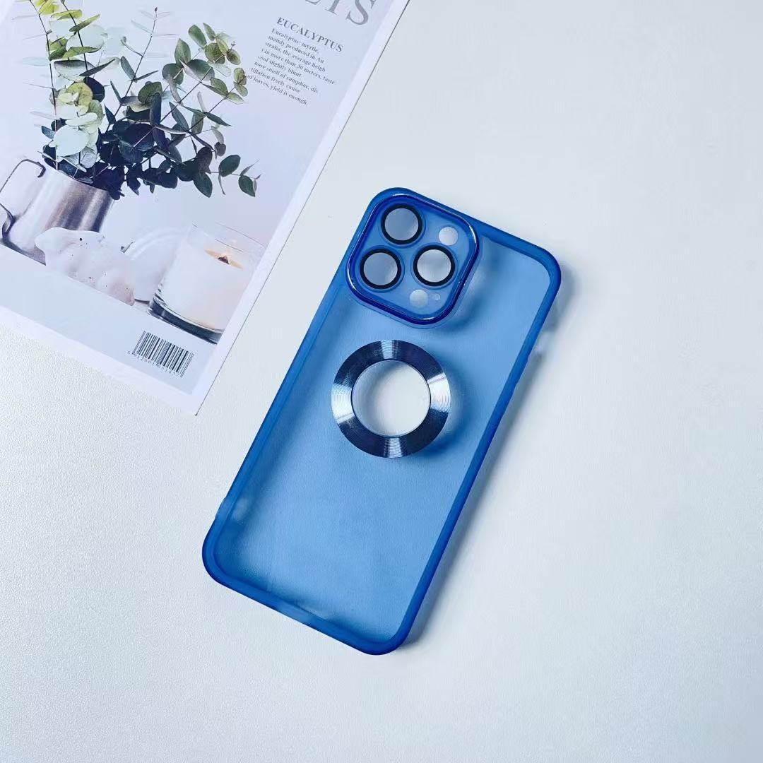 

Подходит для iPhone16promax Чехол для защиты зрачка с гальваническим покрытием 15/14 Hollow 13 Anti-Fall Inclusive 12 Apple 16Pro синий