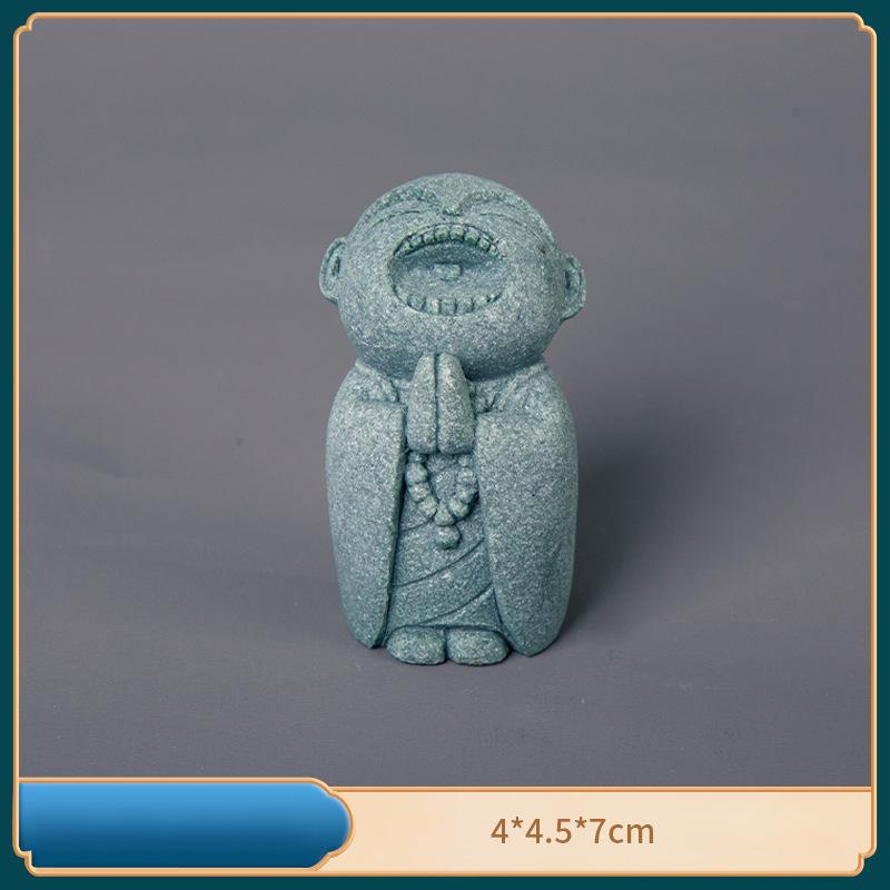Cute Maitreya Blue Sandstone Ornaments Buddha Statues Garden Mini Ornament Japanese Home Decoration Crafts Figurines & Miniature