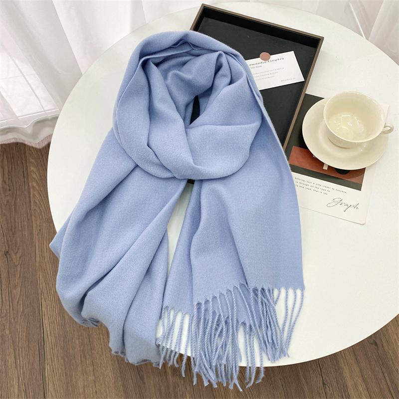 Winter Scarf Women Luxury Autumn Winter Cashmere Scarf Thickened Warm Shawl Classic Tassels Fluffy Scarf Solid Cope Foulard