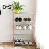 HOW-E 3/4 Layers Shoe Rack Assembled Easy Installation Stainless Steel Household Slipper Storage Shelf