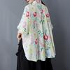DIMANAF 2025 Plus Size New Summer Blouse Short Sleeve Casual Shirt Women Loose Tops Tees Floral Shirts