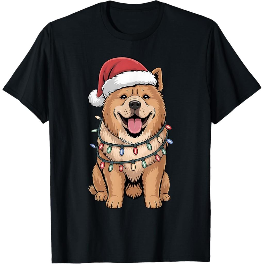 Christmas Chow Chow Dog Lover Funny Xmas Pet Dogs T Shirts Men Cotton Streetwear Tee Shirt Short Sleeve Unisex Loose Clothing