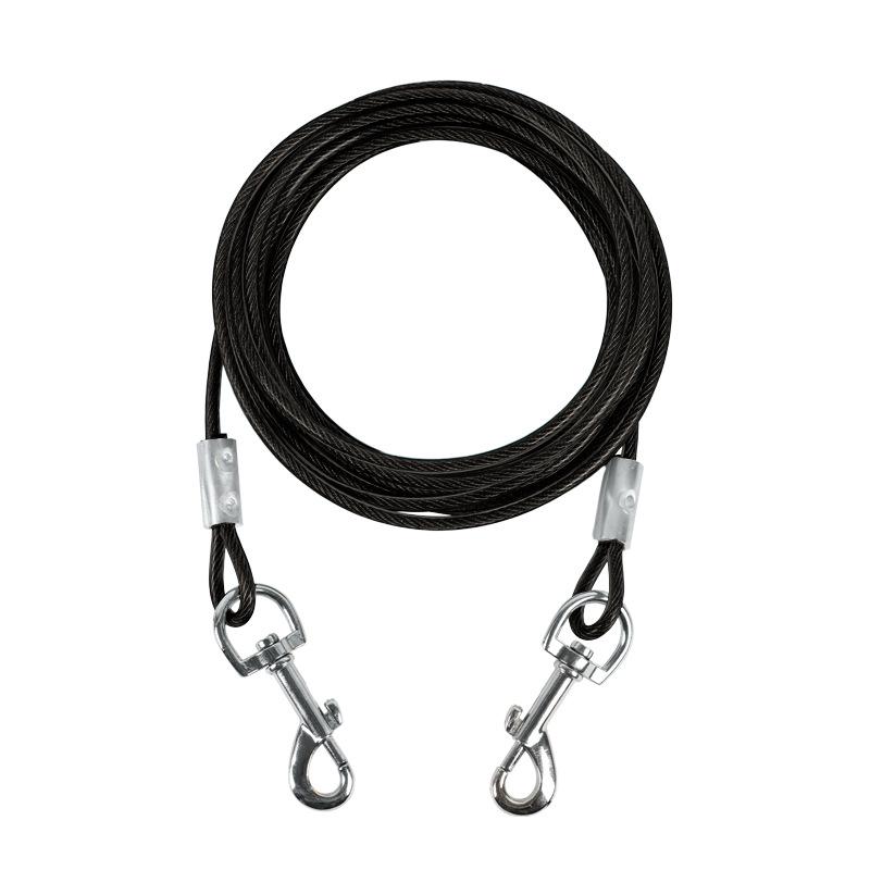 Double-Headed Iron Dog Leash with Steel Wire Rope for Two Dogs