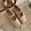 2025 Korean Version of Retro Square Head Shallow Mouth Loafer Beanie Shoes Women's New One-pedal Lazy Flat Mary Jane Shoes