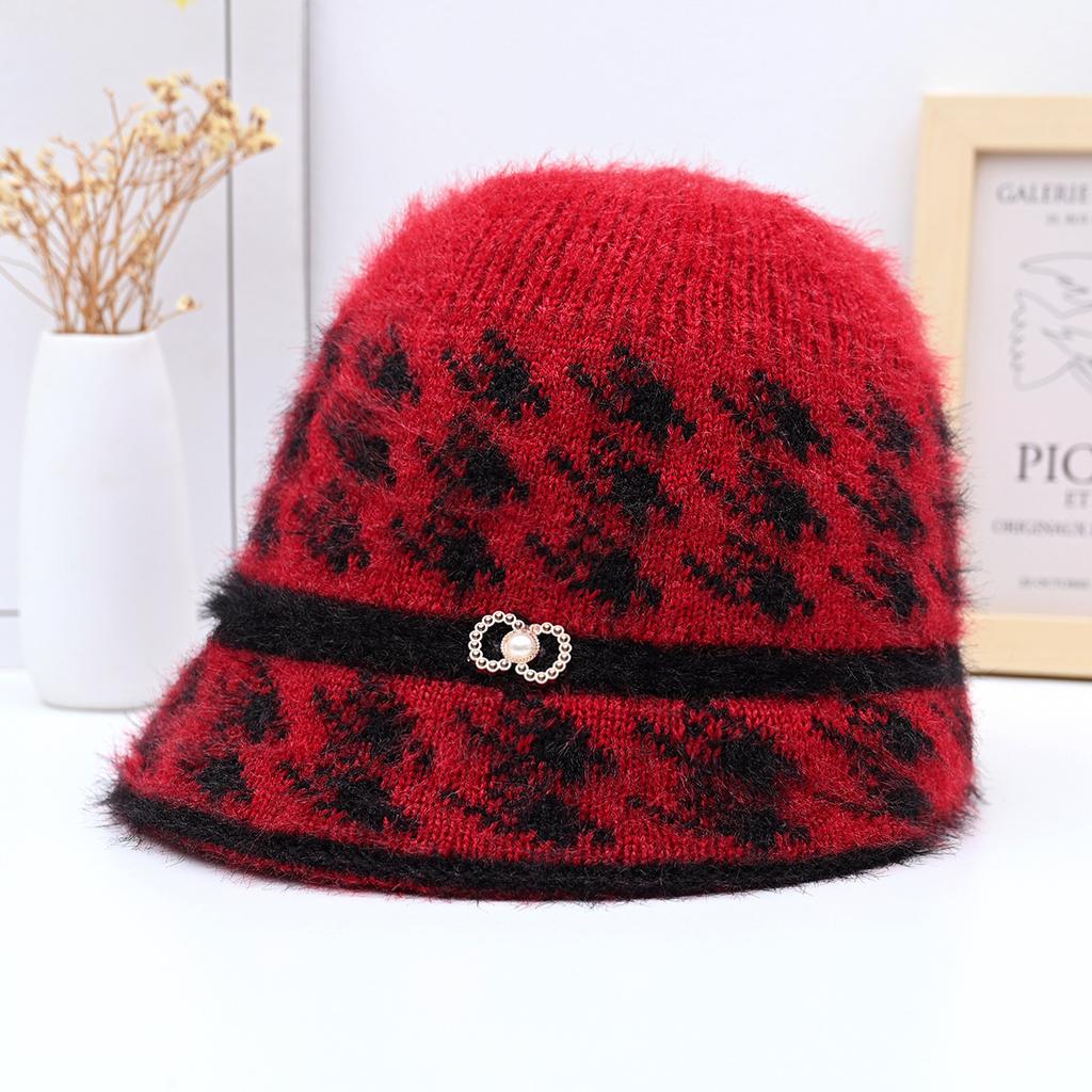 New Style Mom Hat for Women Winter Imitation Mink Fur Hat  Fashionable Leather Warm Hat  Middle Aged and Elderly Fur Tomb Cap Trend