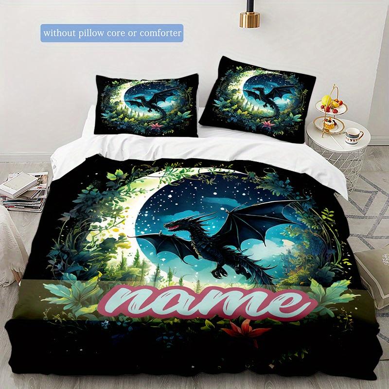 Moon Dragon Duvet Cover Soft Bedding Set For Bedroomdorm Personalized Name Threepiece Set 1 Duvet Cover And 2 Pillowcases Perfect Gift For All Seasons
