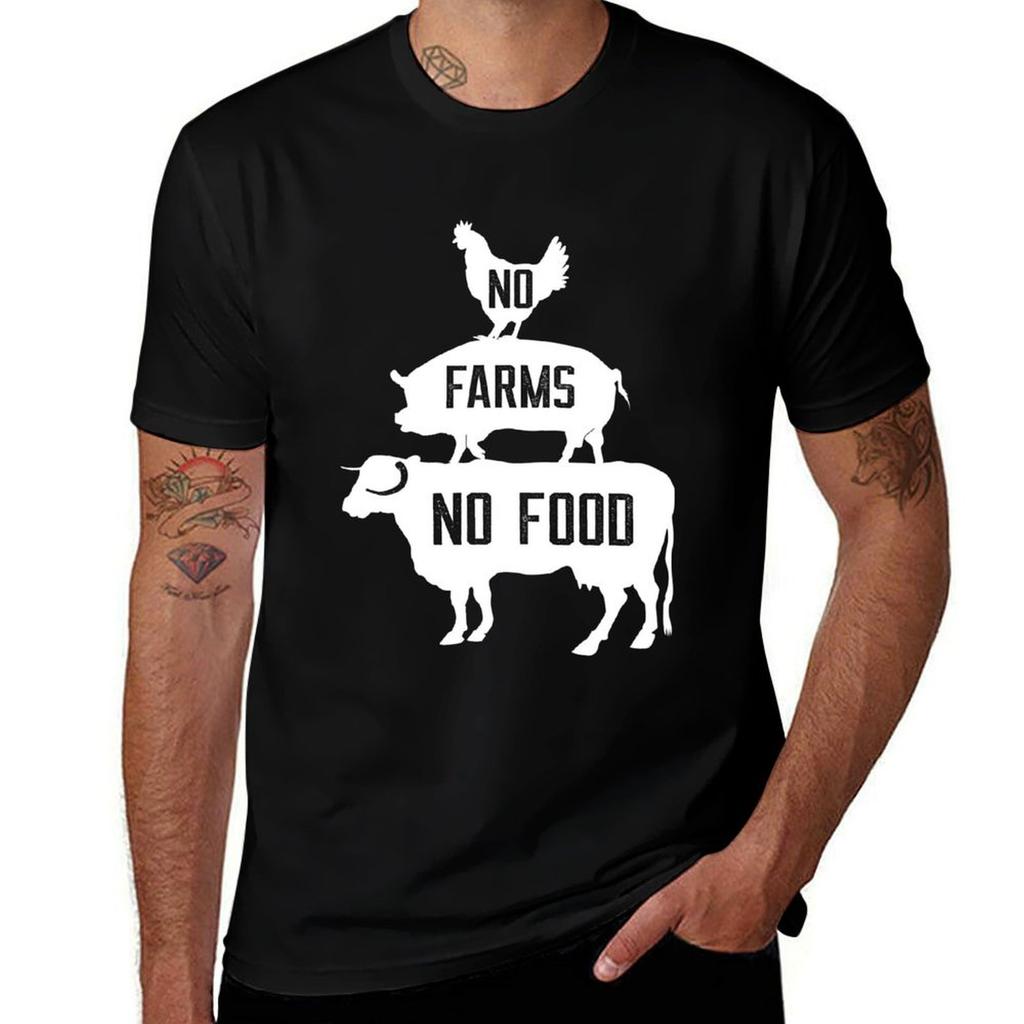 No Farms No Food Tshirt Plus Size Workout Short Sleeve Top