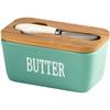 Ceramic Butter Box Rectangle Butter Sealed Box Butter Cutting Refrigerated Box Cheese Storage Box With Wooden Cover
