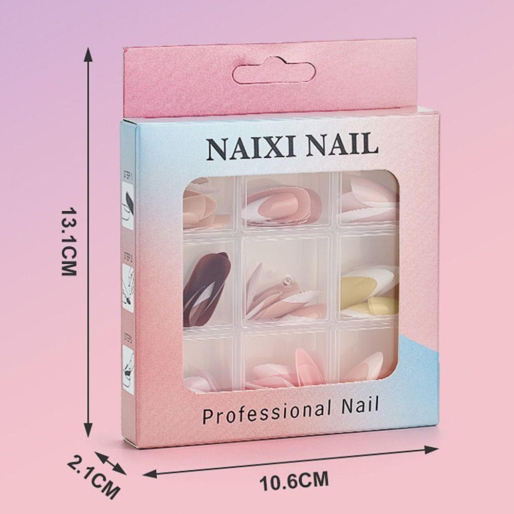 108pcs Mixed Color Fake Nail Almond Coffin Press On Nails New French False Nail  DIY
